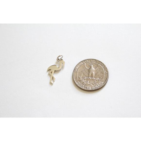 Sterling Silver Flamingo Cutout Charm, Flamingo Charm, Bird Charm - Picture 4 of 4